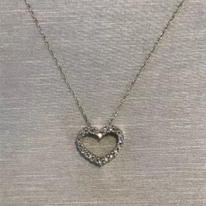 Diamond Heart Necklace on 10K White Gold Chain